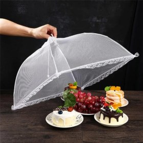 Resim Omilife Gıda Koruyucu Şemsiye 65x65 cm Yiyecek Sinek Koruyucu Tül Cibinlik Pratik Katlanabilir Masa Üstü Koruma 
