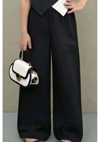 Resim Riccotarz Kız Çocuk Asimetrik Kesim Çift Renk Yelek Palazzo Pantolon Siyah Alt Üst Takım Siyah 