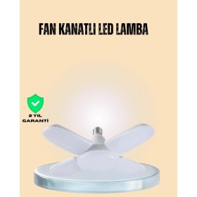 Resim Aesco Mey Ithalat® Yüksek Işık Güçlü LED Ampül 4 Kollu Katlanır Pervane Tasarım 