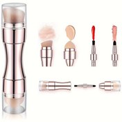Resim 1 Set 4'lü Çok Fonksiyonlu Makyaj Fırçası Seti, Taşınabilir Mini Seyahat Fırçaları, Koruyucu Kılıf, Kolay Depolama için Sökülebilir Tasarım, Naylon Tüyler, ABS Sap, Kokusuz, Tüm Cilt Tipleri İçin Uygun, Makyaj Meraklıları İçin Kozmetik Aletleri 