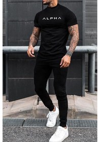 Resim Unisex Alpha Baskılı 2'li Eşofman Takımı Siyah 