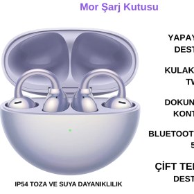 Resim Huawei Freeclip Mor ve Kablosuz Mor Şarj Kutusu + Phılıps Epilasyon Hediye 