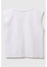 Resim United Colors Of Benetton Kız Çocuk Kabarık Baskı Detaylı T-shirt Beyaz 6-14 Yaş-2832 