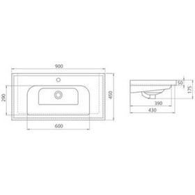 Resim Turkuaz Seramik Cerastyle Frame Etajer Uyumlu Damlalıklı Lavabo 90 x 45 CM 