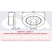 Resim TRW DF4770 Fren Diski Arka Ducato III 06- / Boxer III 06- / Jumper III 06- Orta Model Düz 280Mm 