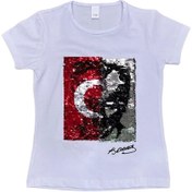 Resim NOBLE STORE Çocuk Pullu Atatürk Türk Bayraklı Kısa Kollu Tişört Gösteri Kıyafeti 23 Nisan 19 Mayıs 29 Ekim Yd2 