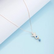 Resim Ravza Gümüş 925 Ayar Gümüş Nazar Boncuğu Sallantılı Mineli Melek Kolye 