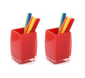 Resim 2 Adet Kalemlik Kalpli Model Ofis Gereci 6x6x10cm Çok Renkli 