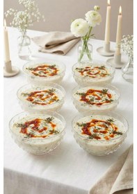Resim Selen Concept Küme Model Küçük Boy El Yapımı Cam Çorba Kasesi ve Salata Sunumluk 6’lı Set 