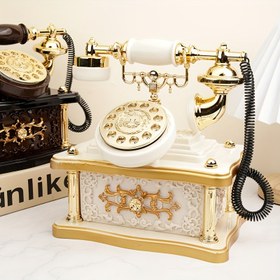 Resim 1 Adet Vintage Döner Telefon Müzik Kutusu - 8 Melodili Retro Dekoratif Hediye, Manuel Kurmalı Mekanizma, Dayanıklı Plastik Ev/Ofis Dekoru, Ona Doğum Günü Hediyesi 