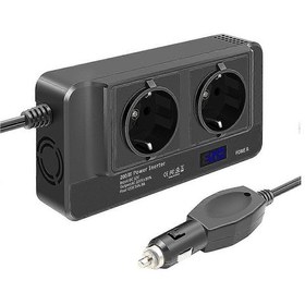 Resim 200w Araba İnvertörü, Akıllı Zaman Göstergeli Lcd, 2 Soket Ve 4 Usb C İle 12v'den 220v'a Voltaj Dönüştürücü. 