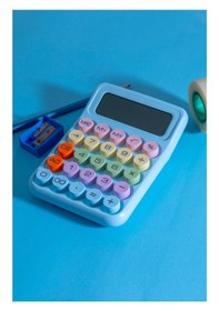 Resim Mobgift Renkli Yuvarak Tuşlu Şirin Hesap Makinası Açık Mavi 