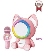 Resim Torima KIDMIC-04 Pembe RGB Sevimli Figürlü Mikrofonlu Karaoke Bluetooth Hoparlör 