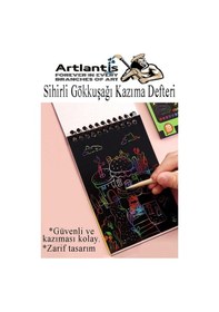 Resim Sihirli Gökkuşağı Kazıma Defteri A6 10x15 Cm 3 Paket 10 Sayfa Scratch Note Spralli Siyah Sihirli Resim Defteri Siyah 