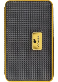 Resim Cohiba Limitli Üretim Dahili Çakmak Kesici Dijital Nem Ölçerli Siyah Puro Taşıma Çantası - Seyahat Humidoru - Tr8840 