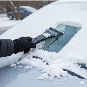 Resim Oto Araba Pencere Camı Buzdolabı Buzu Kar Buz Kırıcı Kazıma Kazıyıcı Ön Cam Temizleyici Buz Kazıyıcı Gri - Siyah 