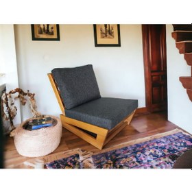 Resim Nepal Bahçe Masif Kayın Ahşap Koltuk - 1 Adet Tekli Koltuk Antrasit 