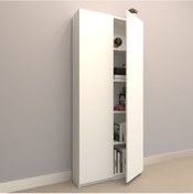 Resim Rafkestir Asya Suntalam Kitaplık ( 80 X 180 Cm ) - Kapaklı Beyaz ( Mat ) 