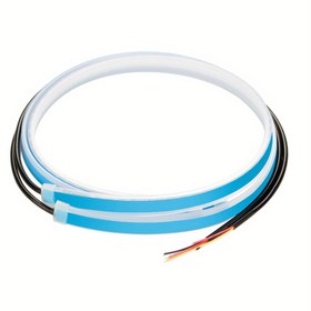 Resim 2 adet ultra-ince ışık kılavuzu şerit esnek LED ışık şeridi Yumuşak kauçuk ışık 12V araba iki renkli akış ışığı Genel LED dekoratif yumuşak ışık şeridi 