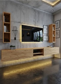 Resim Resital Ledli Duvara Monte Tv Sehpası - Çam - W6002-6 Çam 