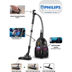 Resim Philips Süper Turbo Fırçalı Ultra Emiş Gücü XB9155 Torbasız Süpürge, Powermax Akıllı Sensör-Yedek Filitre + Lambader 