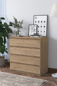 Resim Rani Mobilya Rani BE102 Şifonyer 4 Çekmeceli Yatak Odası Bebek Odası Sepet Ceviz 91 x 80 Cm 