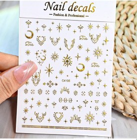 Resim 1 Adet Yıldız Temalı Nail Art Çıkartmalar 3d Kendinden Yapışkanlı Plastik Çıkartmalar Glitter Kaplama Anime Dikdörtgen Şekli Dıy Çivi İçin İdeal Koyu Cilt 