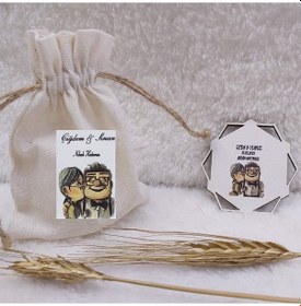 Resim Kese ve Prizma Ahşap Magnet Kombin Baskılı Nişan Hediyel(30 Adet) 