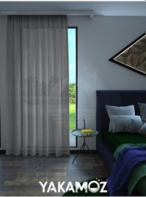 Resim Gri Keten Görünümlü Ekstraforlu Tül Perde Linen Touch Serisi GRİ 