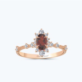 Resim Altınbaş Pırlanta Garnet Taşlı Oval Yüzük Pnf004pgrn-14k 