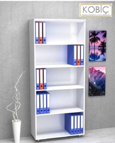 Resim Kobiç Ofis Dosya Dolabı Raflı Suntalam Dolap 80x35x185 Cm Beyaz Beyaz 