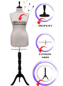 Resim Sünger Iğne Batabilen 40 Beden Beyaz Kumaşlı Ahşap Ayaklı Terzi Mankeni Prova Mankeni 