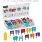 Resim 120 Parça 10 Çeşit Araç Sigorta Seti Plastik Çantada 2-35a Mini Boy Bıçak Tip 