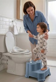 Resim Wumboo Kaydırmaz Çocuk Basamağı - Çift Katlı Banyo Merdiven Yükseltici Bebek Basamağı -Mavi 