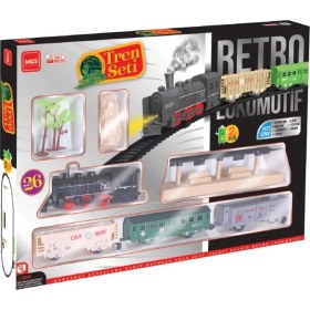 Resim Retro Tren Seti Oyuncak Tren Seti Retro Lokomotif Trnset 25 Parça 