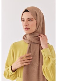 Resim Mirsoy Scarf Halka Desen Parlak Jakar Şal - Vizon Açık Vizon 
