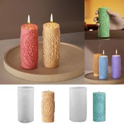 Resim 1pc Silikon Mum Kalıbı Seti - Kabartmalı Mandala & Göksel Tasarım, Yuvarlak Bitki Temalı Sütun Mum Yapımı, Dayanıklı Silikon Ev Dekoru, Ramazan Süsleri & Festivaller için Dekorasyon 