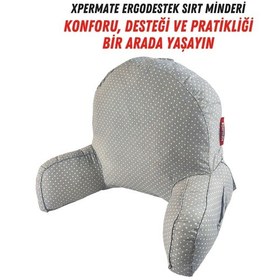 Resim Xpermate Kolçaklı Okuma Yastığı Sırt Minderi TV İzleme Yastığı Bel Destek Ergonomik Fermuarlı Yastık Gri 