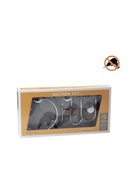 Resim Vakumlu Banyo Aksesuarı 3 Lü Set Havluluk Tuvalet Kağıtlığı Gümüş 
