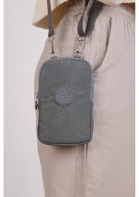 Resim Baginn Klinkır Kumaş Mini Çapraz Askılı Kadın Cep Telefonu Çantası Mini Cüzdan Çanta 20 10 Cm Su İtici Gri 
