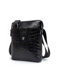 Resim Kangaroo Kıngdom Hakiki Deri Kroko Siyah Unisex Postacı Çanta Kangaroo K. 4544-Cs Siyah 