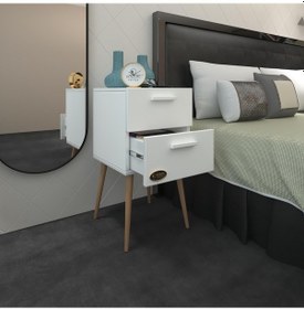 Resim Kenzlife Komodin Donatur Byz 74 39 39 Çift Çekmeceli Ahşap Ayaklı Komidin 