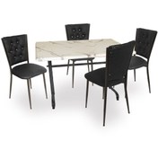 Resim Dockers Valerya Werzalit - Kapitoneli Masa Takımı (80x120) - Bianco Carrara Siyah 