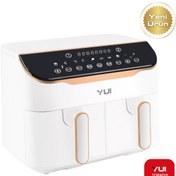 Resim Yui Air Fryer 8 Litre Beyaz M45 (4x4) Seramik Çift Hazneli Akıllı Fritöz 