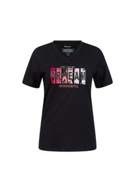 Resim 2as Alone Baskılı V Yaka Kadın T-shirt 404 Siyah 