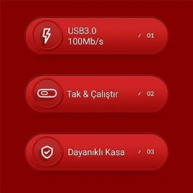 Resim NY Home Usb3.2 Gen1 64GB USB Bellek Kırmızı 