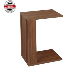 Resim Single C Yan Servis Sehpa Nil Cevizi / Tekerlekli Laptop Sehpa 