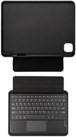 Resim Aksesuarcim Apple iPad Pro 12.9 2022 M2 ile Uyumlu Kılıf Klavyeli Kalem Bölmeli Bluetooth Bağlantılı Standlı Tablet Kılıfı Siyah 