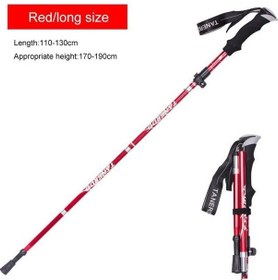 Resim Kırmızı Açık Taşınabilir Alüminyum Alaşımlı Teleskopik Kuzey Yürüyüş Batonu 250g Ultralight Yürüyüş Trekking Batonu Yürüyüş Baston 