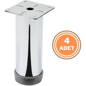Resim 4 Adet Mobilya Ayağı Metal 12 Cm Alttan Ayarlı 42 Mm Krom Ayak 